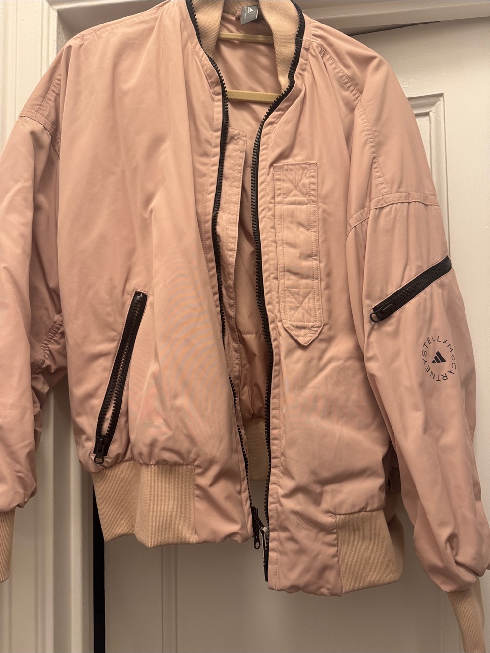 Stella McCartney Blush Pink Bomber Jacket with Contrast Zippers
